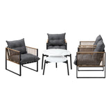 Livsip 6PCS Outdoor Patio Set White Coffee Table Set Rattan Chairs