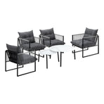 Livsip 6PCS Outdoor Patio Set White Coffee Table Set Lounge Chairs