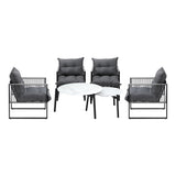 Livsip 6PCS Outdoor Patio Set White Coffee Table Set Lounge Chairs