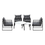 Livsip 6PCS Outdoor Patio Set White Coffee Table Set Lounge Chairs, image 3