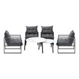Livsip 6PCS Outdoor Patio Set White Coffee Table Set Lounge Chairs - Side View