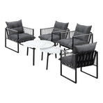 Livsip 6PCS Outdoor Patio Set White Coffee Table Set Lounge Chairs, image 6