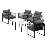 Livsip 6PCS Outdoor Patio Set White Coffee Table Set Lounge Chairs - Rear View