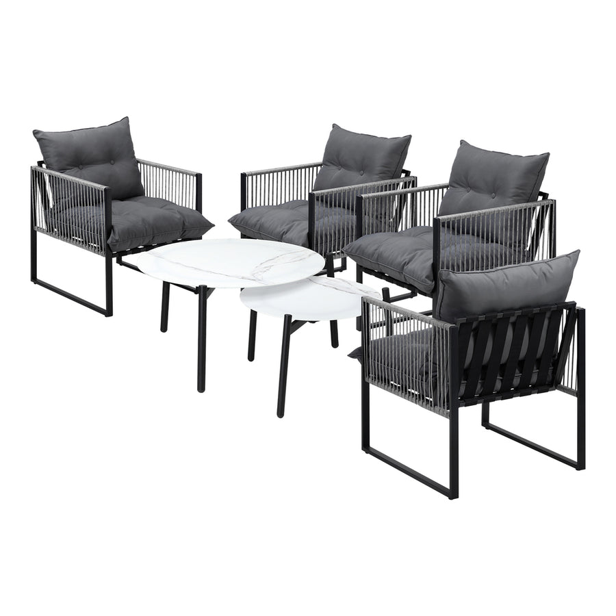 Livsip 6PCS Outdoor Patio Set White Coffee Table Set Lounge Chairs, image 6