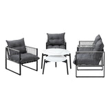 Livsip 6PCS Outdoor Patio Set White Coffee Table Set Lounge Chairs