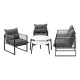 Livsip 6PCS Outdoor Patio Set White Coffee Table Set Lounge Chairs - Front View