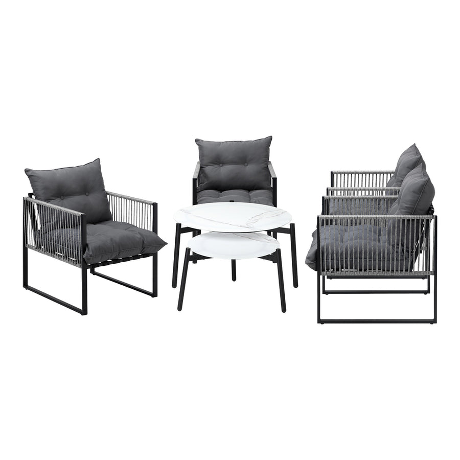 Livsip 6PCS Outdoor Patio Set White Coffee Table Set Lounge Chairs, image 2