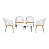 Livsip 6PCS Outdoor Patio Set White Table Sets Polyester Chair Rope