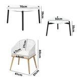 Livsip 6PCS Outdoor Patio Set White Table Sets Polyester Chair Rope - Side View