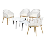 Livsip 6PCS Outdoor Patio Set White Table Sets Polyester Chair Rope - Top-Down View