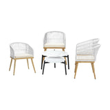 Livsip 6PCS Outdoor Patio Set White Table Sets Polyester Chair Rope - Close-Up Angle