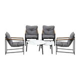 Livsip 6PC Outdoor Patio Set Round White Marble Table Sets with Chairs