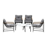 Livsip 6PC Outdoor Patio Set Round White Marble Table Sets with Chairs - Top-Down View