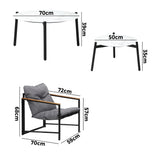 Livsip 6PC Outdoor Patio Set Round White Marble Table Sets with Chairs - 45-Degree Angle