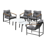 Livsip 6PC Outdoor Patio Set Round White Marble Table Sets with Chairs