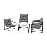 Livsip 6PC Outdoor Patio Set Round White Marble Table Sets with Chairs - Side View