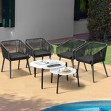 Livsip 6PC Outdoor Patio Set 2 Coffee Table with Grey Chairs - Top-Down View