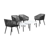 Livsip 6PC Outdoor Patio Set 2 Coffee Table with Grey Chairs