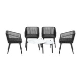 Livsip 6PC Outdoor Patio Set 2 Coffee Table with Grey Chairs - Close-Up Angle