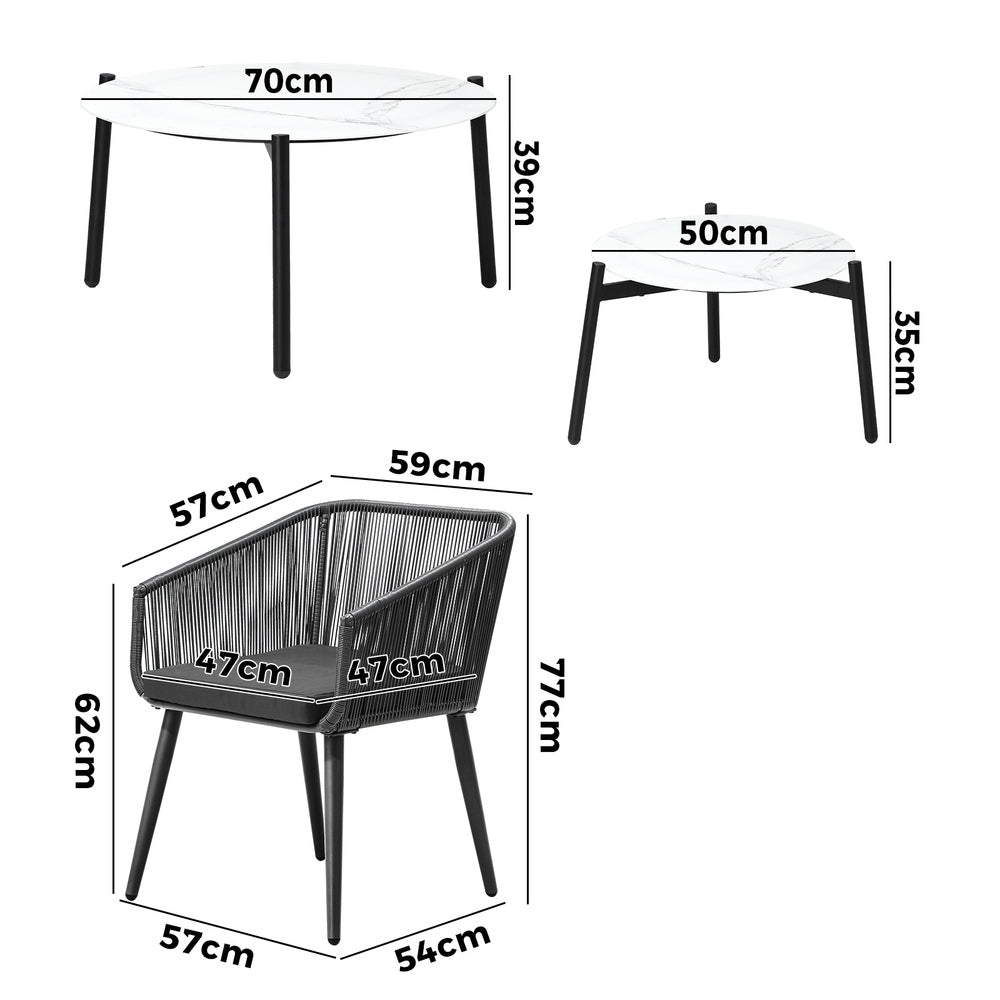Livsip 6PC Outdoor Patio Set 2 Coffee Table with Grey Chairs