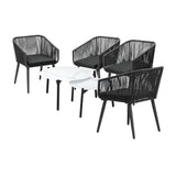 Livsip 6PC Outdoor Patio Set 2 Coffee Table with Grey Chairs