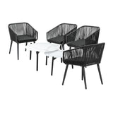 Livsip 6PC Outdoor Patio Set 2 Coffee Table with Grey Chairs - Rear View