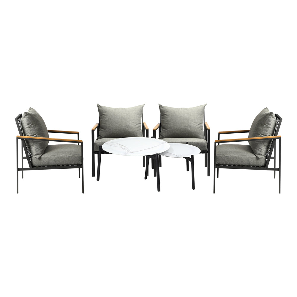 Livsip 6PCS Outdoor Lounge Set White 50/70cm Coffee Table Chairs
