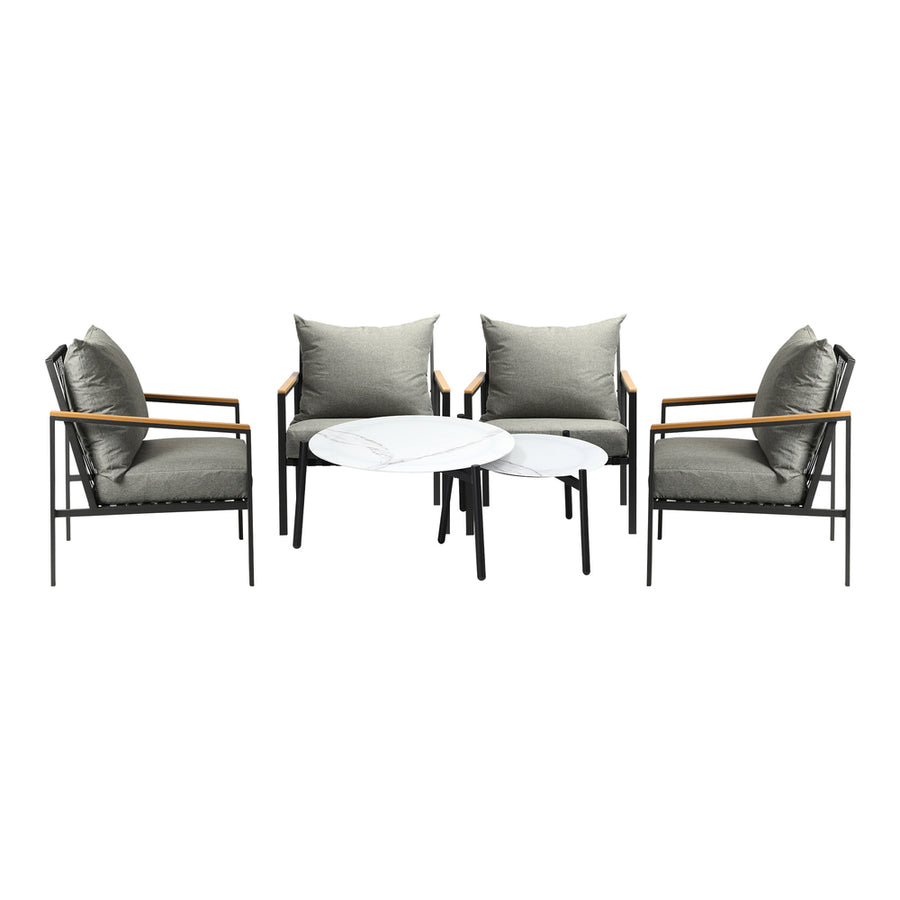 Livsip 6PCS Outdoor Lounge Set White 50/70cm Coffee Table Chairs