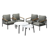 Livsip Outdoor Patio Lounge Set White 50/70cm Coffee Table Set Chairs