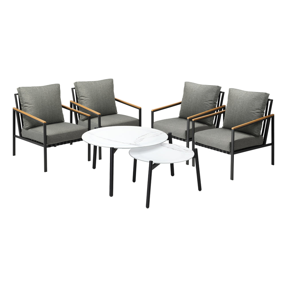 Livsip Outdoor Patio Lounge Set White 50/70cm Coffee Table Set Chairs