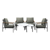 Livsip Outdoor Patio Lounge Set White 50/70cm Coffee Table Set Chairs