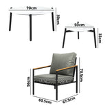 Livsip Outdoor Patio Lounge Set White 50/70cm Coffee Table Set Chairs - Rear View