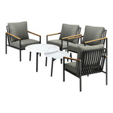 Livsip Outdoor Patio Lounge Set White 50/70cm Coffee Table Set Chairs
