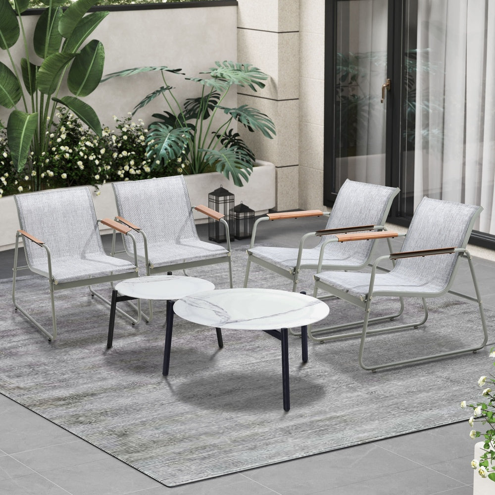 Livsip 6PCS Outdoor Patio Set Textilene Chair Lounge Coffee Table Set