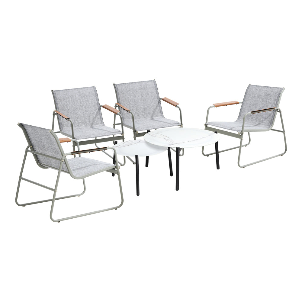 Livsip 6PCS Outdoor Patio Set Textilene Chair Lounge Coffee Table Set
