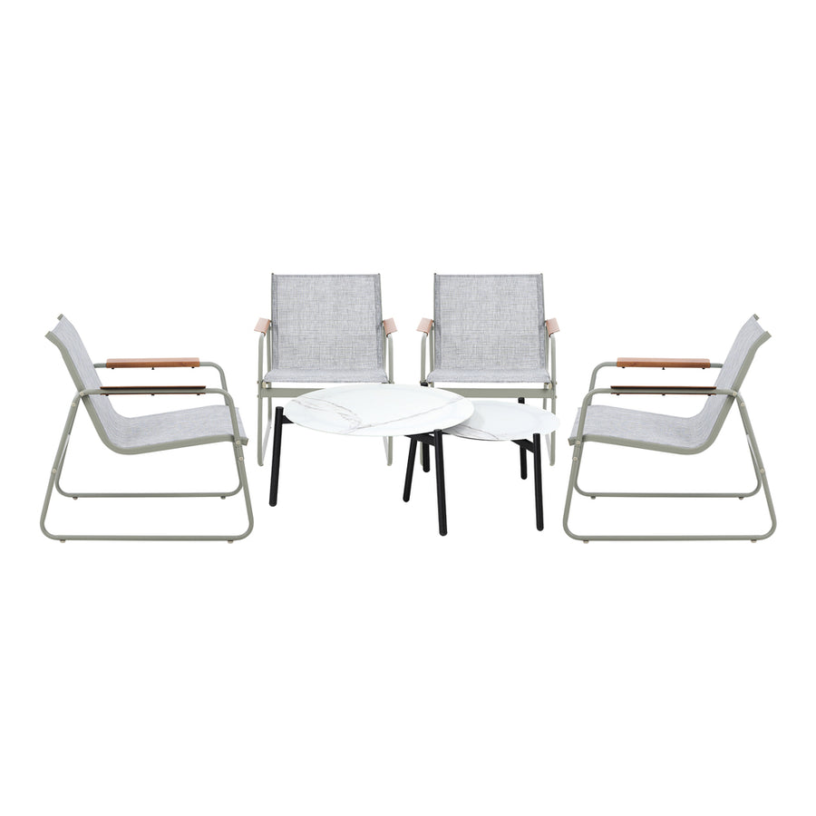 Livsip 6PCS Outdoor Patio Set Textilene Chair Lounge Coffee Table Set