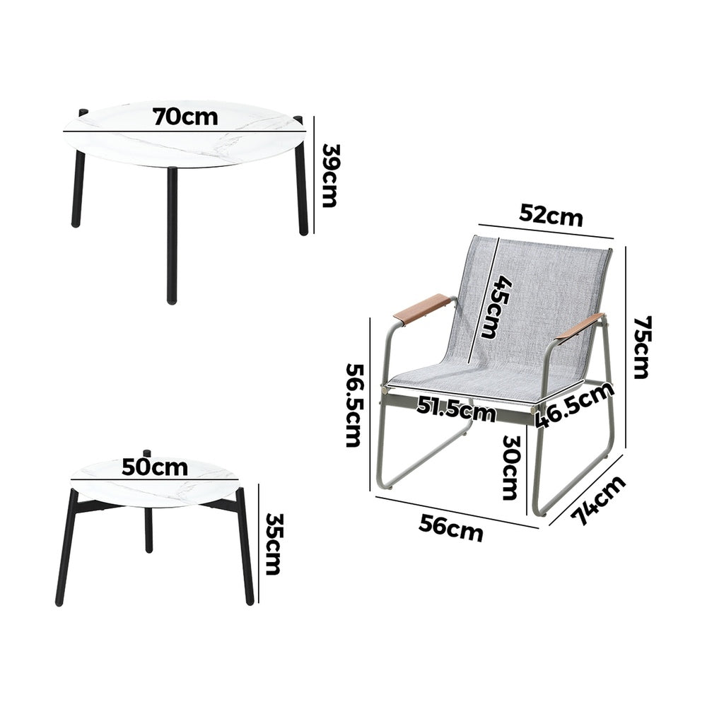Livsip 6PCS Outdoor Patio Set Textilene Chair Lounge Coffee Table Set