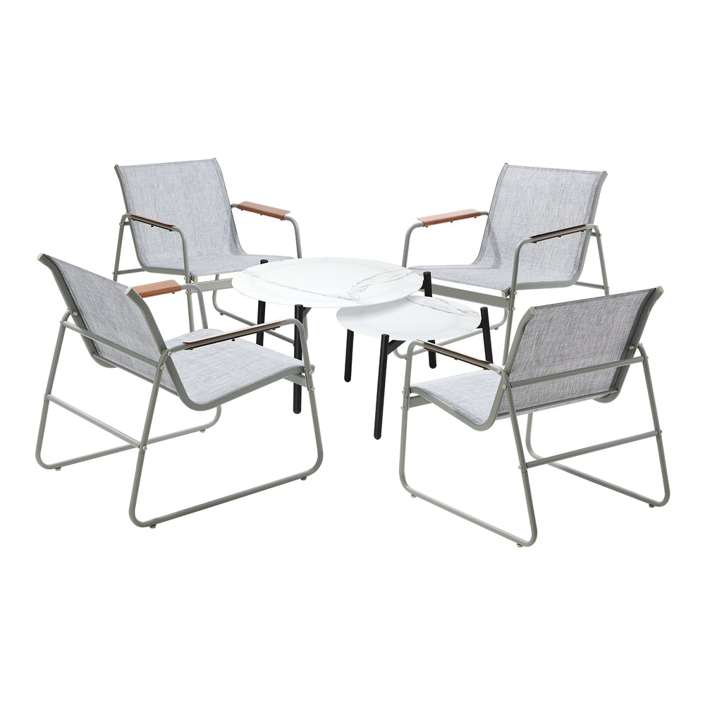 Livsip 6PCS Outdoor Patio Set Textilene Chair Lounge Coffee Table Set