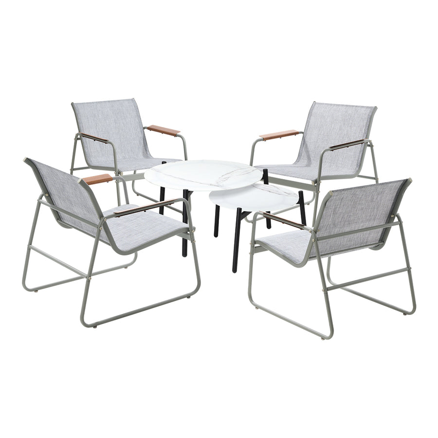 Livsip 6PCS Outdoor Patio Set Textilene Chair Lounge Coffee Table Set