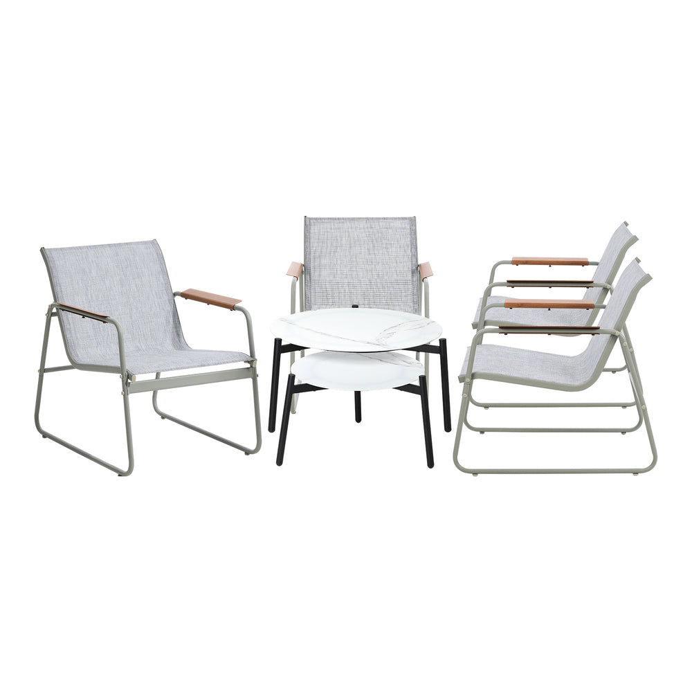 Livsip 6PCS Outdoor Patio Set Textilene Chair Lounge Coffee Table Set