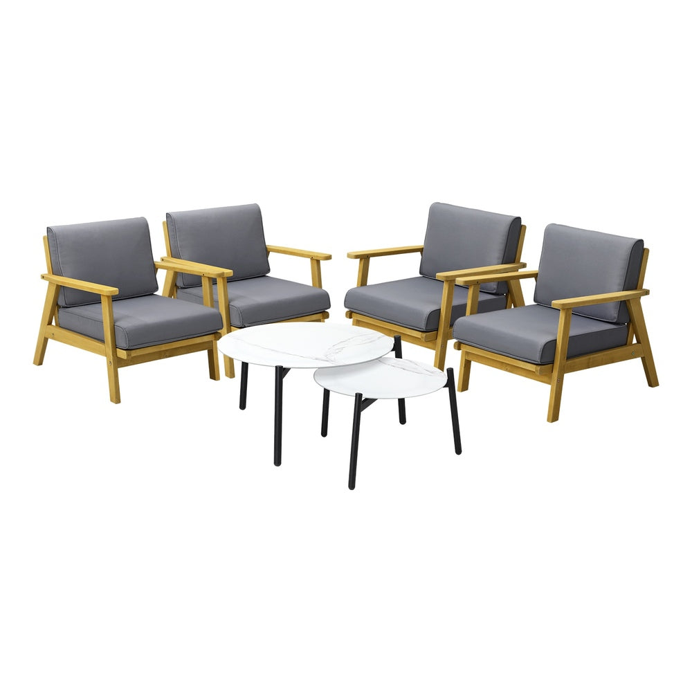 Livsip Outdoor Lounge Set 2pc White Coffee Side Table Sets with Chairs