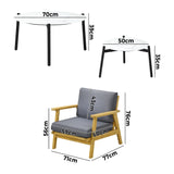 Livsip Outdoor Lounge Set 2pc White Coffee Side Table Sets with Chairs - Rear View