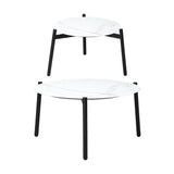 Livsip Outdoor Lounge Set 2pc White Coffee Side Table Sets with Chairs - Side View