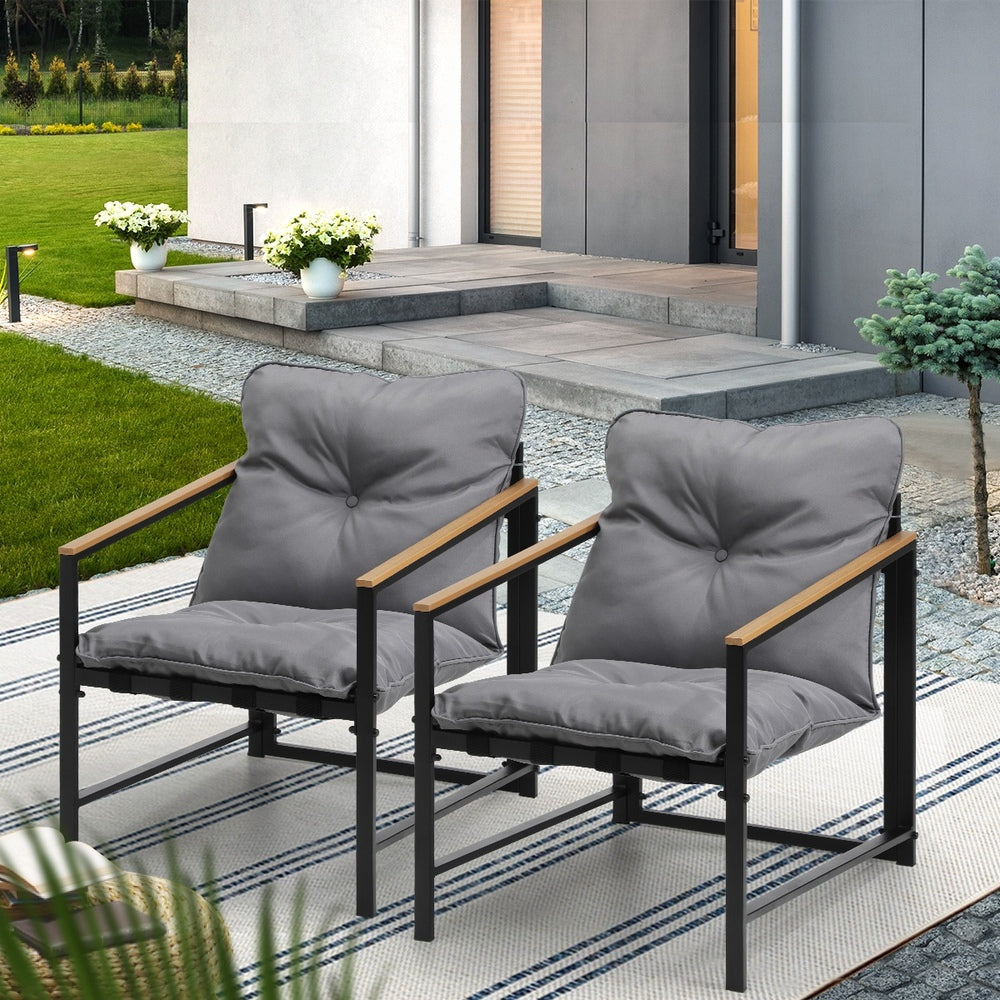 Livsip 2 Piece Outdoor Armchair Lounge Sofa Black