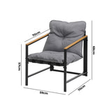 Livsip 2 Piece Outdoor Armchair Lounge Sofa Black - Rear View