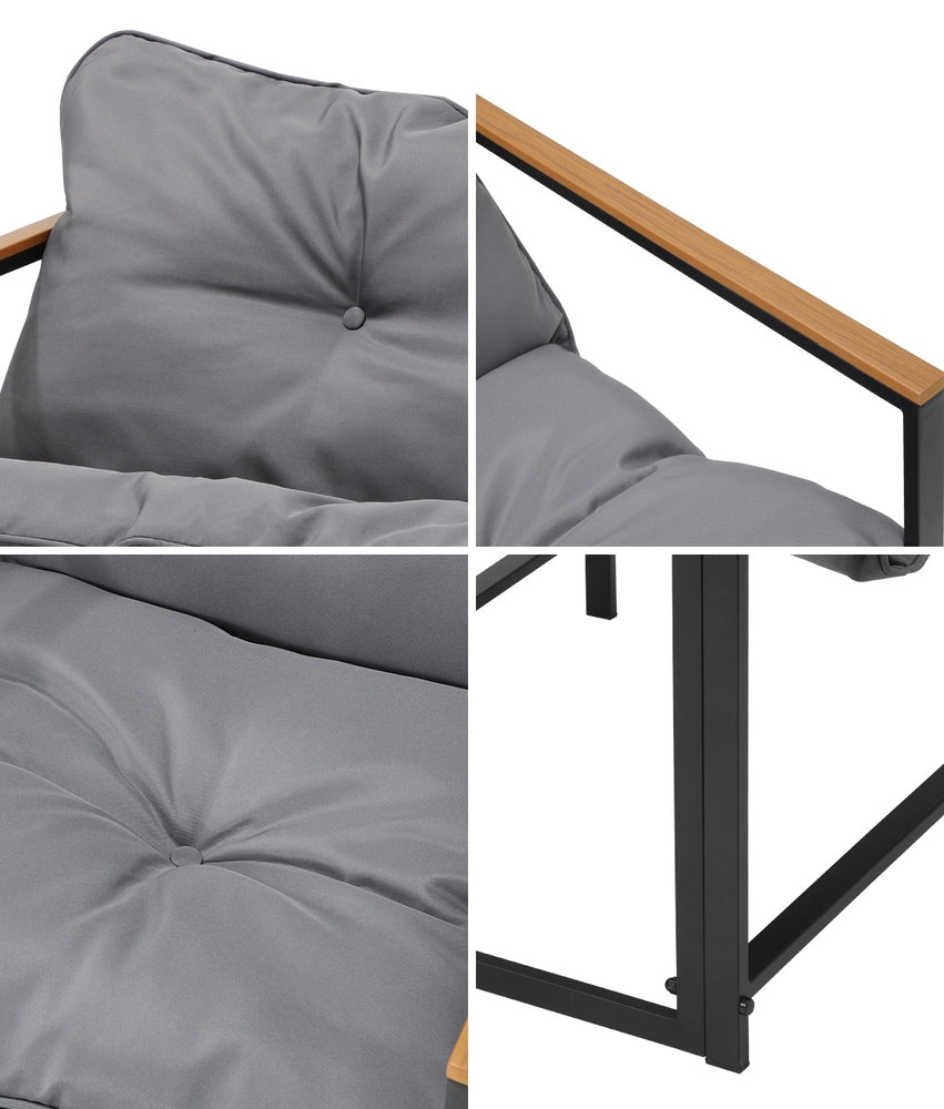 Livsip 2 Piece Outdoor Armchair Lounge Sofa Black