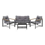 Livsip 4 Seater Outdoor Lounge Sofa Set Patio Chairs Table - 45-Degree Angle