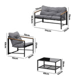 Livsip 4 Seater Outdoor Lounge Sofa Set Patio Chairs Table - Top-Down View