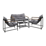 Livsip 4 Seater Outdoor Lounge Sofa Set Patio Chairs Table - Close-Up Angle