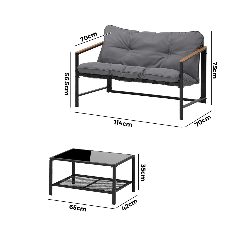 Livsip 2 Piece Outdoor Patio Set Garden Lounge Setting